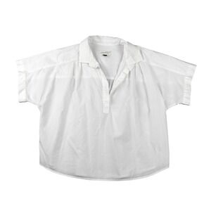 Like New Universal Thread Womens White Cotton Short Sleeve Popover Blouse Large